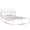 Cadre de lit métal sans matelas et tête de lit blanc 140x190 cm