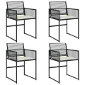 Chaises de jardin lot de 4 avec coussins noir résine tressée
