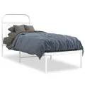 Cadre de lit métal sans matelas avec tête de lit blanc 75x190cm