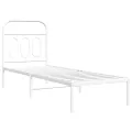 Cadre de lit métal sans matelas avec tête de lit blanc 75x190cm