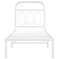 Cadre de lit métal sans matelas avec tête de lit blanc 75x190cm