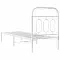 Cadre de lit métal sans matelas avec tête de lit blanc 75x190cm
