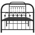 Cadre de lit métal sans matelas avec pied de lit noir 80x200 cm