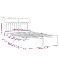 Cadre de lit métal sans matelas avec tête de lit noir 140x190cm