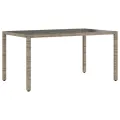 Table de jardin dessus en verre Gris 150x90x75cm Résine tressée