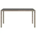 Table de jardin dessus en verre Gris 150x90x75cm Résine tressée