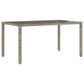 Table de jardin dessus en verre Gris 150x90x75cm Résine tressée