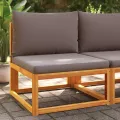 Canapé de jardin sans accoudoirs coussins bois massif d'acacia