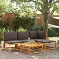 Canapé de jardin sans accoudoirs coussins bois massif d'acacia