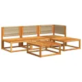 Salon de jardin avec coussins 5 pcs Bois d'acacia solide