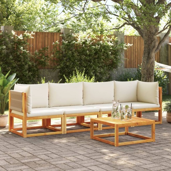 Salon de jardin avec coussins 4 pcs bois d'acacia massif