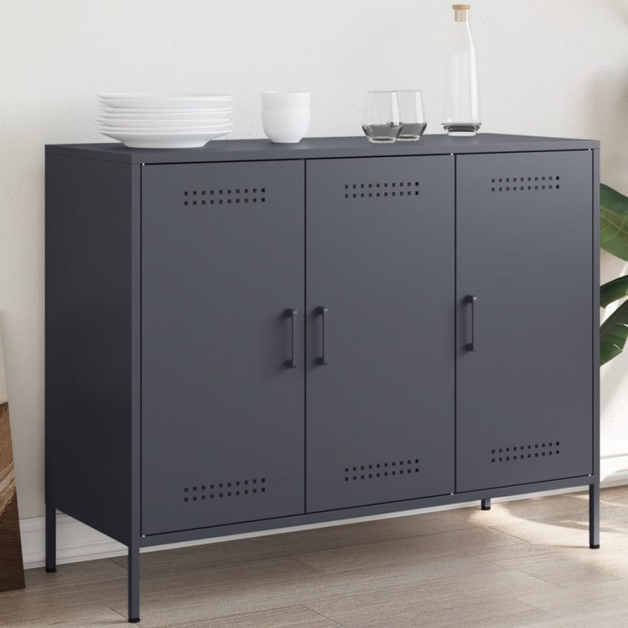 Buffet anthracite 100,5x39x79 cm acier