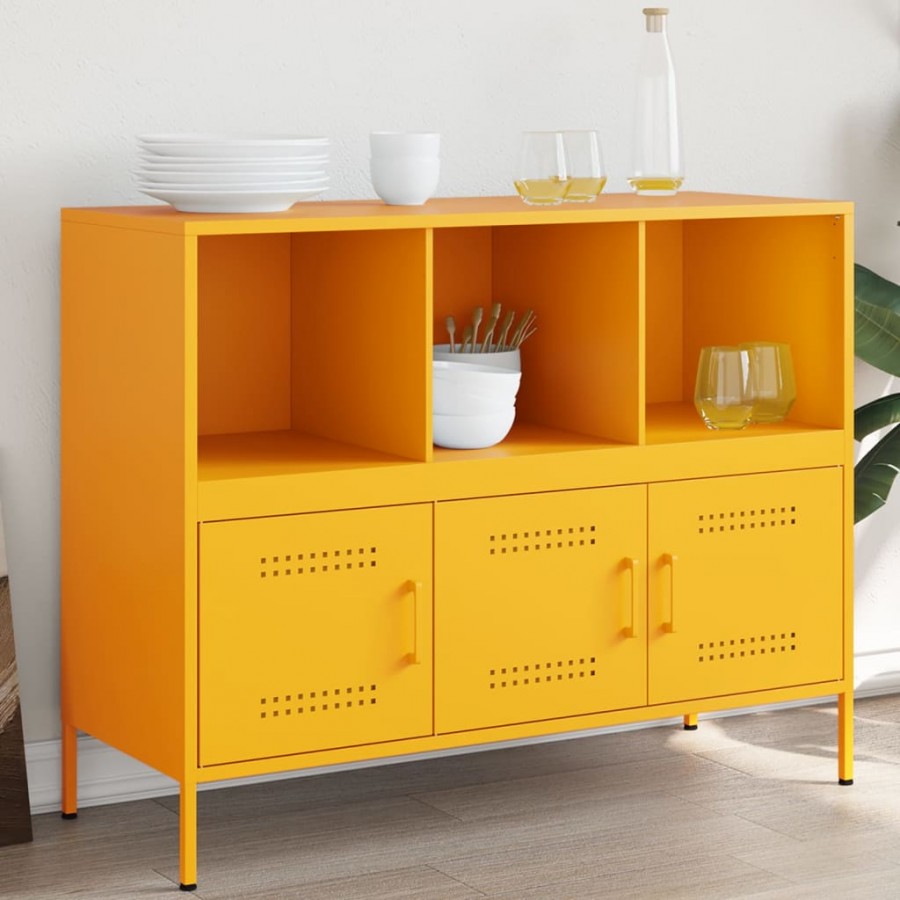 Buffet jaune moutarde 100,5x39x79 cm acier