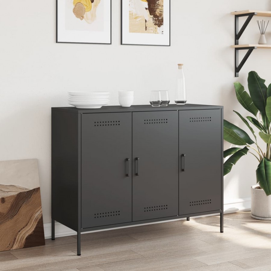 Buffet noir 100,5x39x79 cm acier