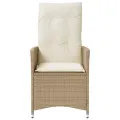 Chaise inclinable de jardin avec coussins beige résine tressée