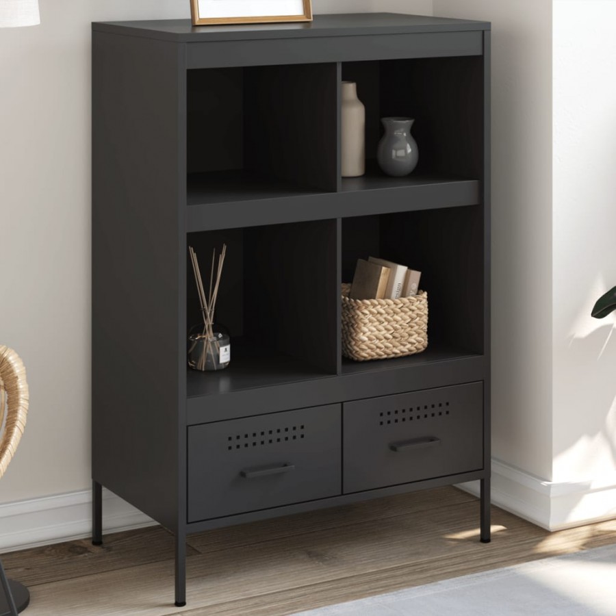 Buffet haut noir 68x39x101,5 cm acier