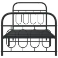 Cadre de lit métal sans matelas avec pied de lit noir 90x200 cm