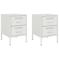 Tables de chevet 2 pcs blanc 36x39x50,5 cm acier