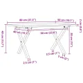 Table basse cadre en X 80x50x40 cm bois de pin massif et acier