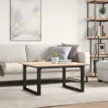 Table basse cadre en O 90x90x45 cm bois de pin massif et acier