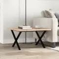 Table basse cadre en X 60x60x40,5cm bois de pin massif et acier