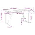 Table à manger cadre en O 160x80x75,5 cm bois pin massif acier