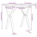 Table à manger cadre en Y 70x70x75,5cm bois de pin massif acier