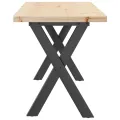 Table basse cadre en X 110x40x45,5 cm bois de pin massif acier