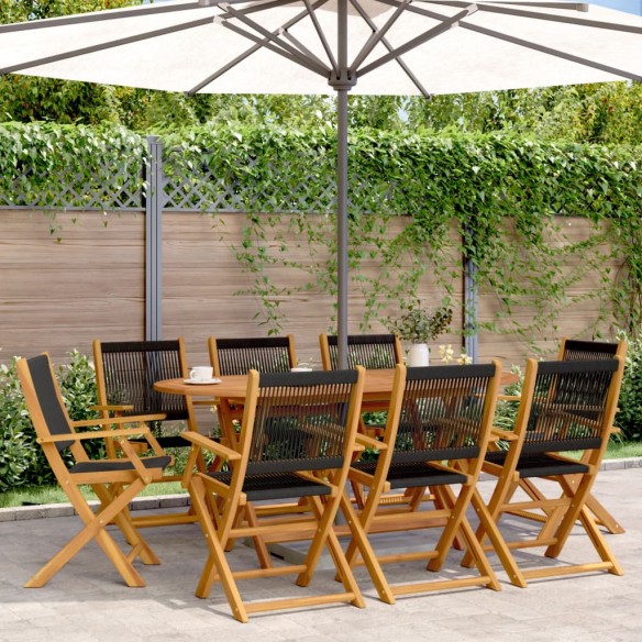 Chaises de jardin pliantes lot de 8 noir bois d'acacia massif