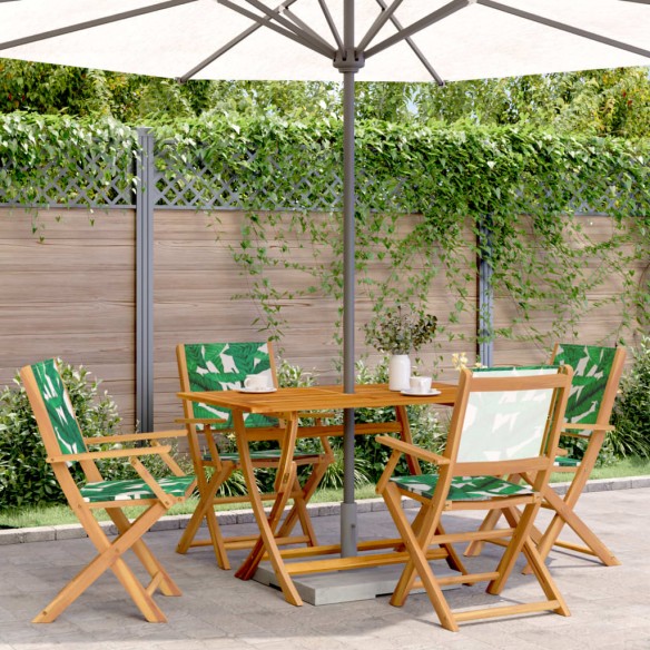 Chaises de jardin pliantes lot de 4 vert tissu et bois massif