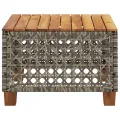 Table de jardin gris 55x55x36 cm résine tressée et bois acacia