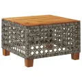 Table de jardin gris 55x55x36 cm résine tressée et bois acacia