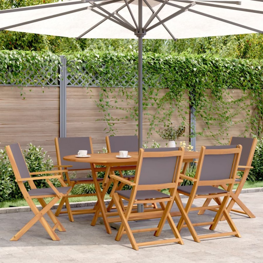 Chaises de jardin pliantes lot de 6 tissu et bois massif