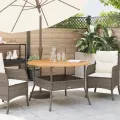 Table de jardin et dessus en bois d'acacia gris résine tressée