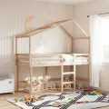 Lit superposé avec échelle et toit sans matelas 90x200 cm
