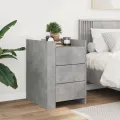 Table de chevet gris béton 45x50x65 cm bois d'ingénierie