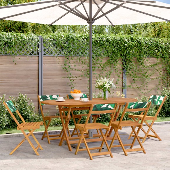 Chaises de jardin pliantes lot de 6 vert tissu et bois massif