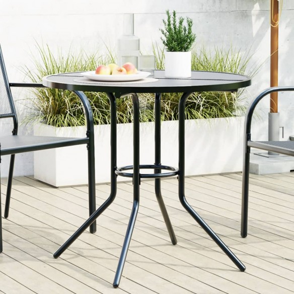 Table de patio ronde anthracite acier enduit de poudre