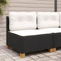 Canapé de jardin sans accoudoirs coussins noir résine tressée