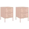 Tables de chevet 2 pcs rose 36x39x50,5 cm acier