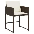 Chaises de jardin avec coussins lot de 4 marron résine tressée