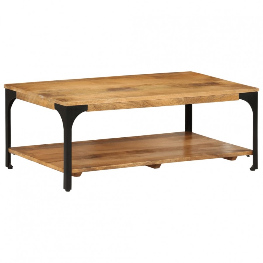 Table basse 2 niveaux 100x55x38cm bois manguier massif et acier