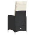 Chaise inclinable de jardin avec coussins noir résine tressée