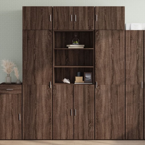 Buffet haut chêne marron 70x42,5x185 cm bois d'ingénierie