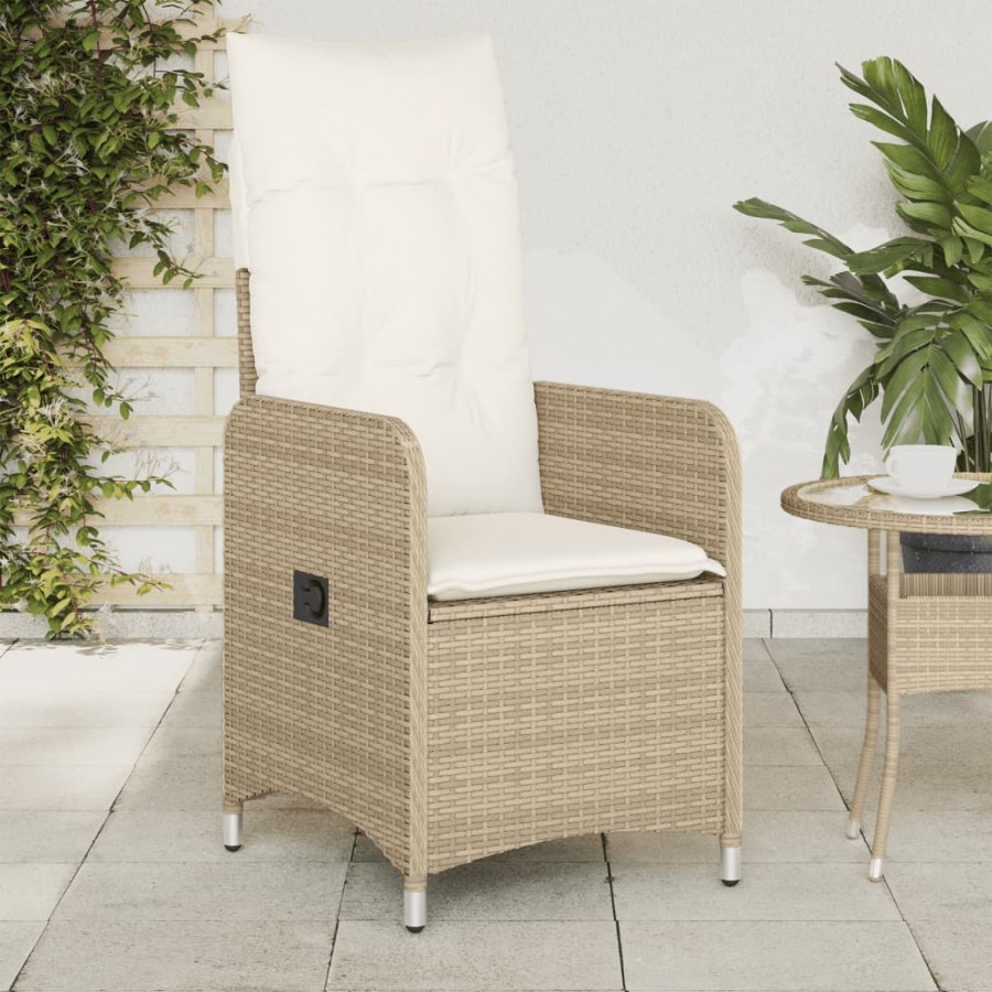 Chaises inclinables de jardin lot de 2 et coussins beige rotin