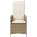Chaises inclinables de jardin lot de 2 et coussins beige rotin