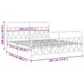 Cadre de lit métal sans matelas avec pied de lit noir 183x213cm