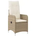 Chaise inclinable de jardin avec coussins beige résine tressée