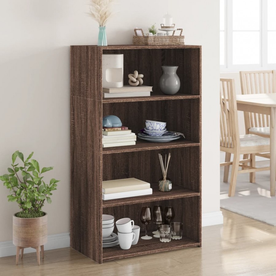 Buffet haut chêne marron 70x41x124 cm bois d'ingénierie