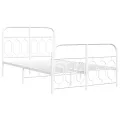 Cadre de lit métal sans matelas et pied de lit blanc 120x200 cm